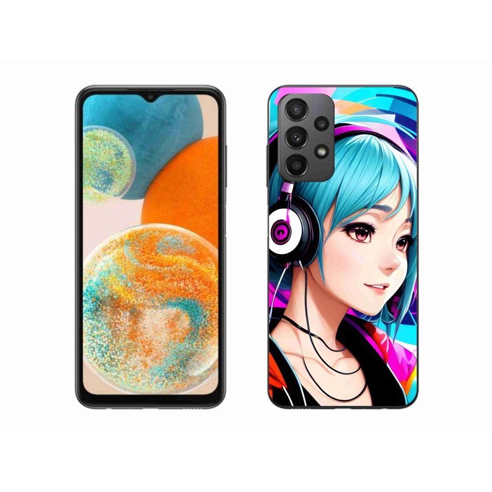 Gél borítás mmCase Samsung Galaxy A23 4G/5G - lány fejhallgatóval