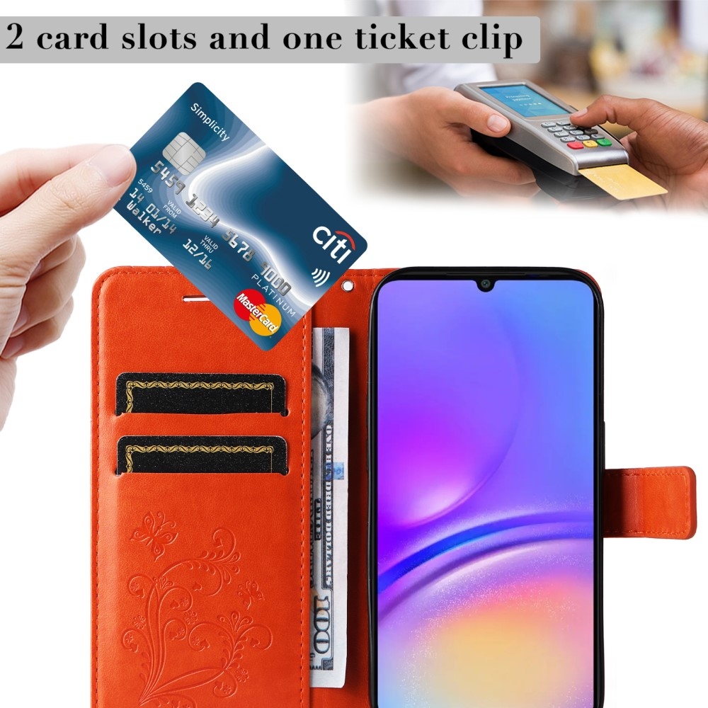 Nagy pillangó könyv tok Samsung Galaxy A06 4G - narancssárga