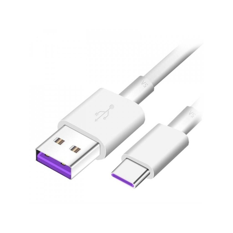 Huawei AP71 gyorstöltő USB-C adatkábel 5A 1m fehér (ömlesztett)