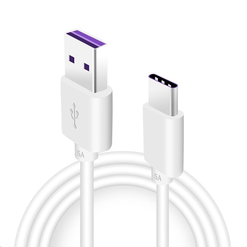 Huawei eredeti gyorstöltő USB-C adatkábel 5A 1m fehér (szervizcsomag)