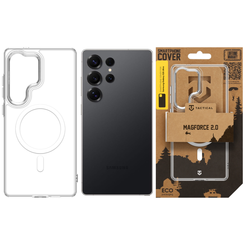 Tactical MagForce 2.0 tok a Samsung Galaxy S25 Ultra-hoz, ezüst színben