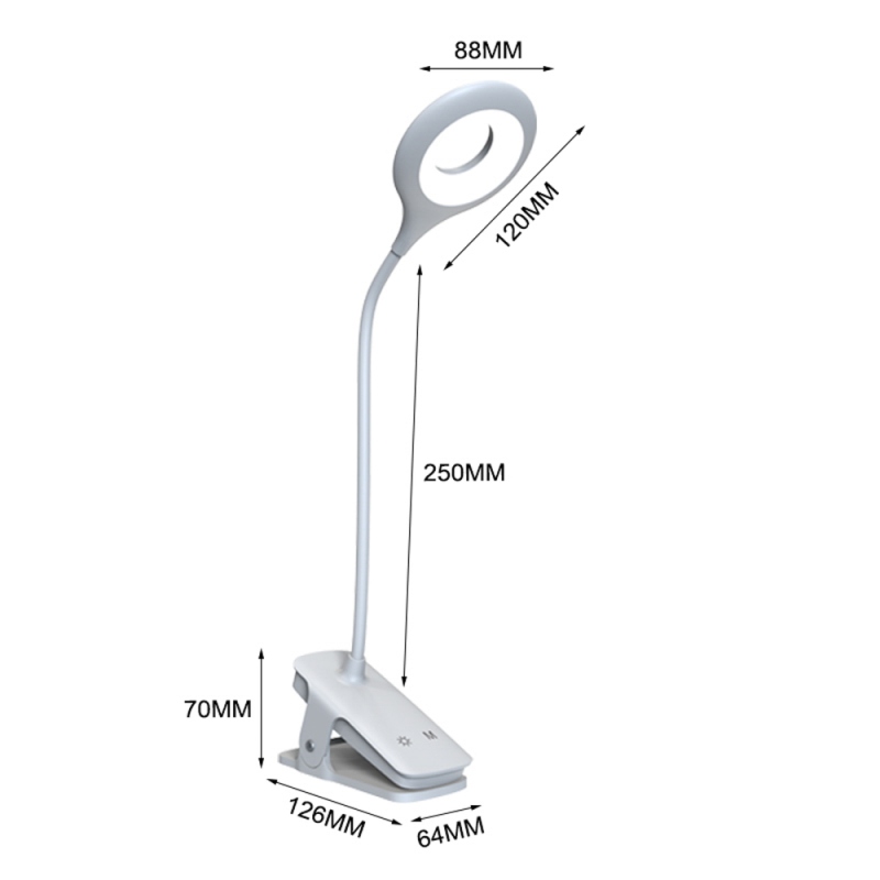 Mini Wozinsky vezeték nélküli LED olvasólámpa kapcsokkal + USB-C kábellel – fehér
