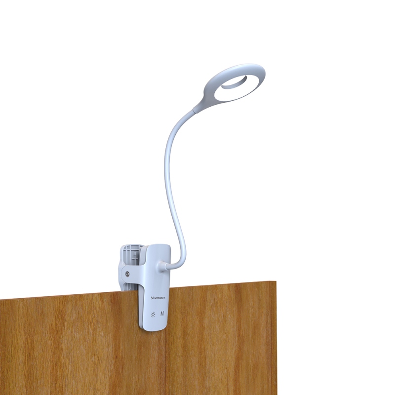 Mini Wozinsky vezeték nélküli LED olvasólámpa kapcsokkal + USB-C kábellel – fehér