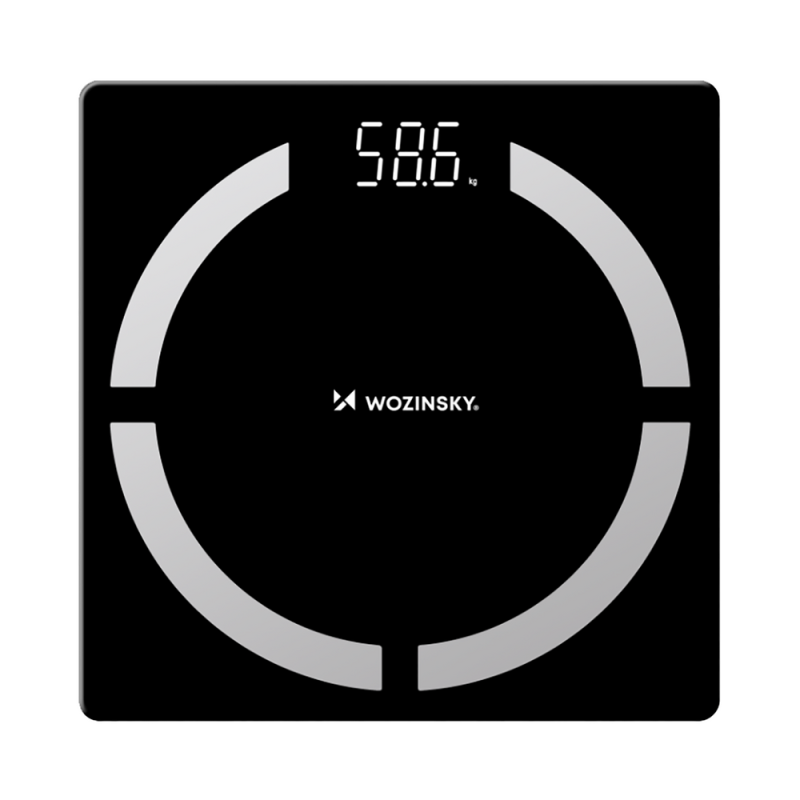 Wozinsky WIWL-30 intelligens Bluetooth-mérleg a fürdőszobába – fekete
