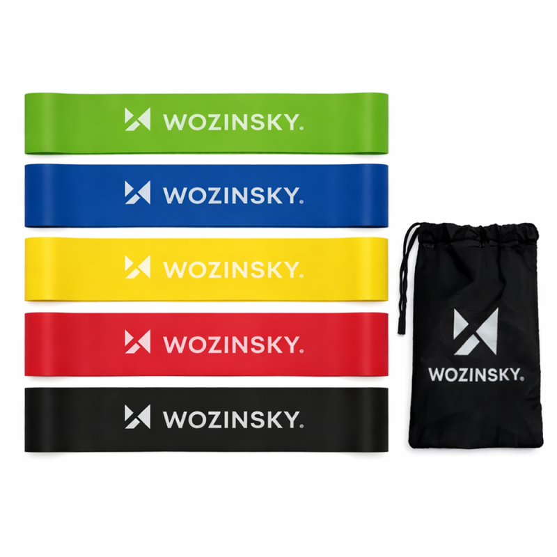 Wozinsky WGO-5 ellenállásgumikból álló edzőkészlet (Mini Bands), 5 db, különböző keménységű