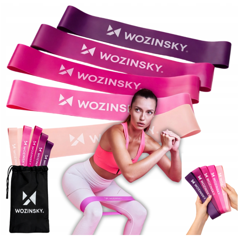Wozinsky WGO-5A ellenállásos gumiszalag-készlet (Mini Bands), 5 db, TPE, latexmentes