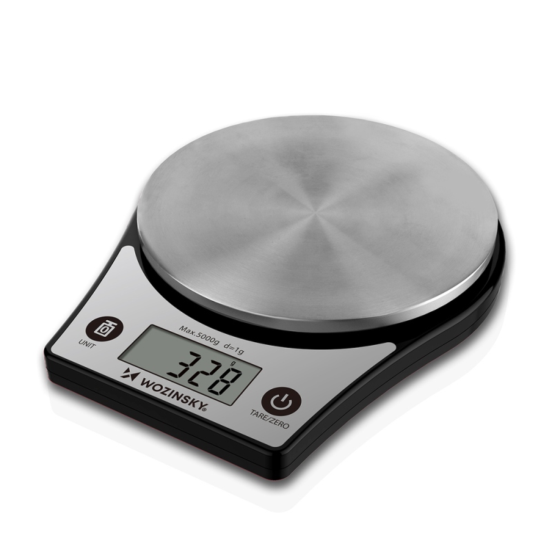 Wozinsky WAK-651 konyhai mérleg LCD-kijelzővel, terhelhetőség: akár 5 kg – fekete
