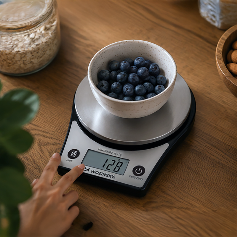 Wozinsky WAK-651 konyhai mérleg LCD-kijelzővel, terhelhetőség: akár 5 kg – fekete