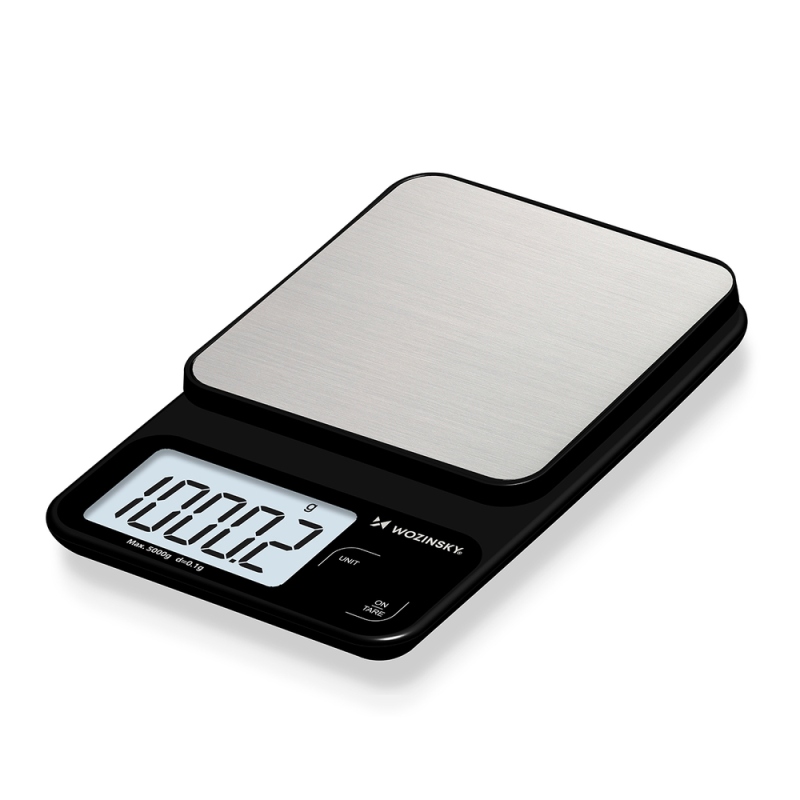 Wozinsky WAK-2252 konyhai mérleg, nagy pontossággal és nagy LCD-kijelzővel, terhelhetősége akár 5 kg – fekete