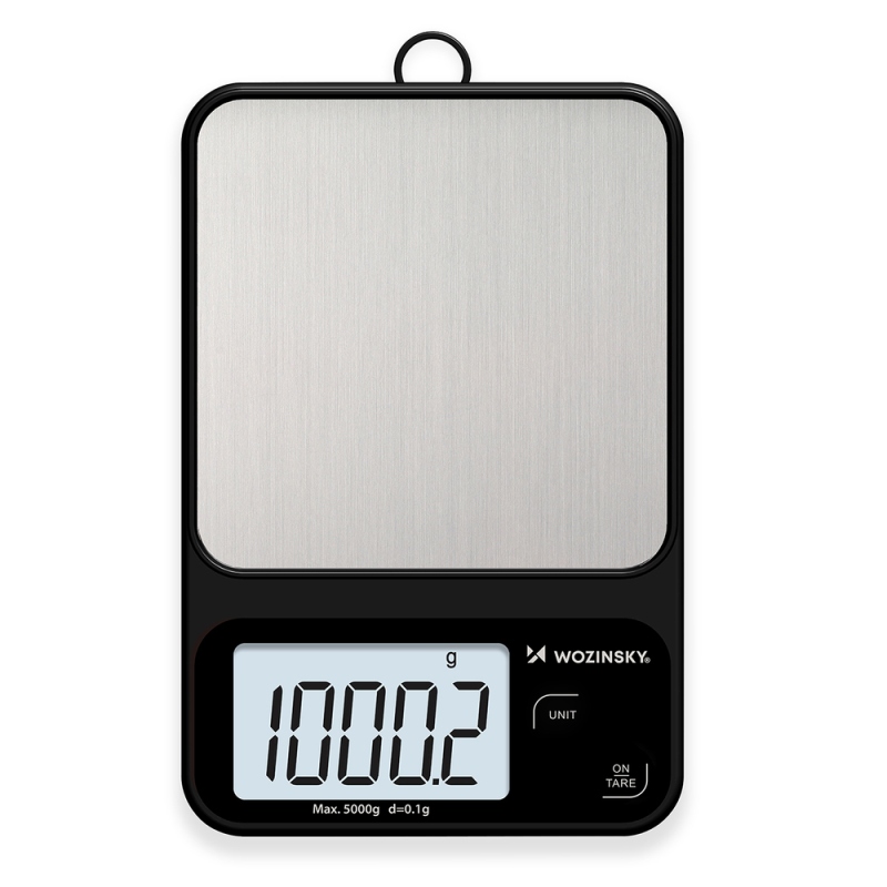 Wozinsky WAK-2252 konyhai mérleg, nagy pontossággal és nagy LCD-kijelzővel, terhelhetősége akár 5 kg – fekete