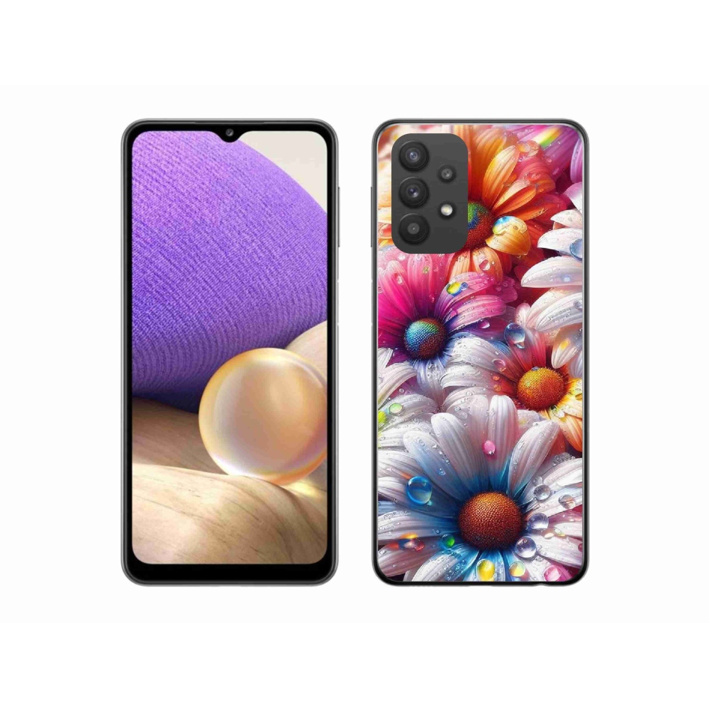 Zselés borítás mmCase Samsung Galaxy A32 5G - színes margarétákhoz