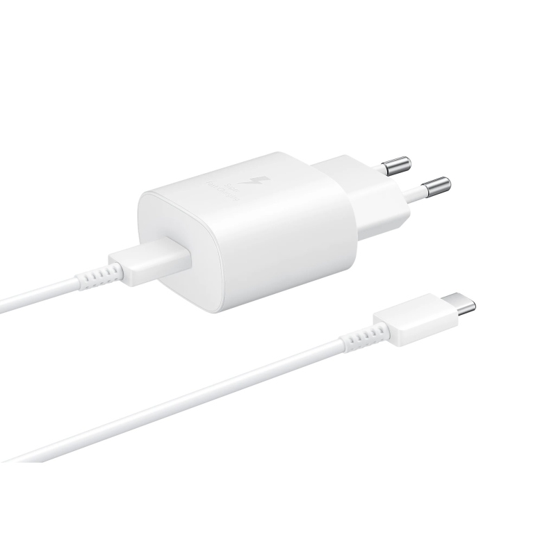 EP-TA800XWE Samsung 25W-os utazási töltő + USB-C adatkábel Fehér
