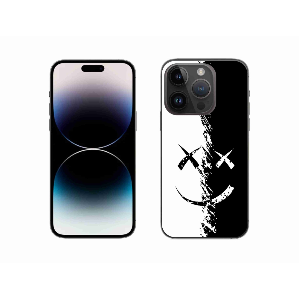 Zselés borítás mmCase iPhone 14 Pro készülékhez - fekete-fehér mosolygó