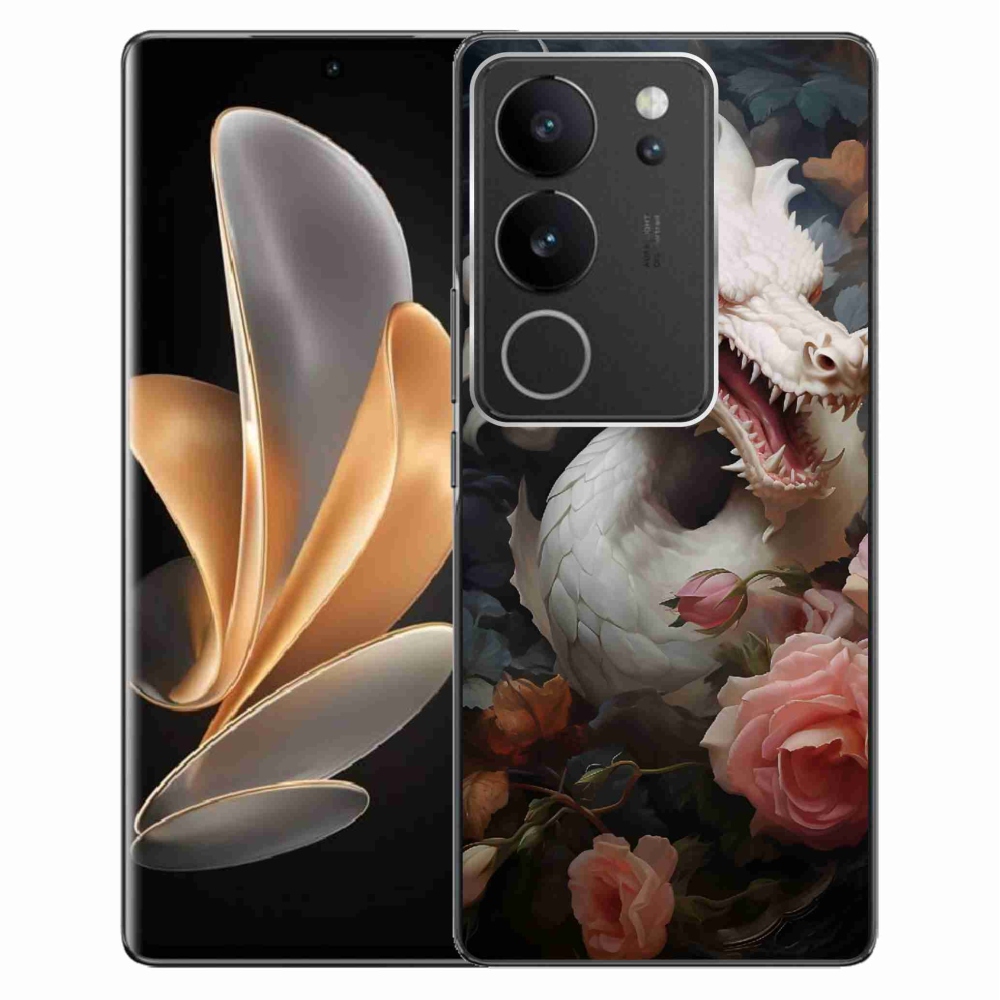 Gél borítás mmCase a Vivo V29 5G - fehér sárkányon