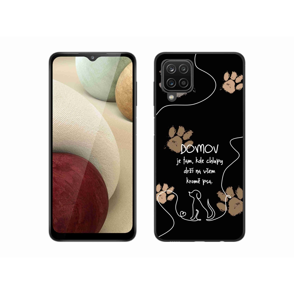 Gél borítás mmCase Samsung Galaxy M12 készülékhez - kutya motívum fekete háttér