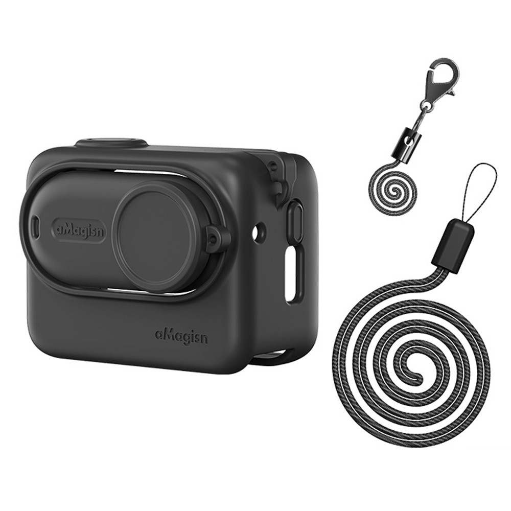 AMAGISN Szilikon Védőtok Pánttal Insta360 GO 3S-hez - Fekete