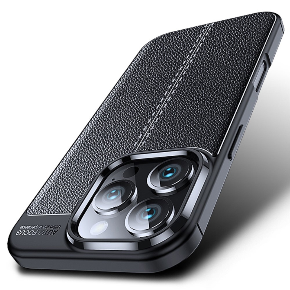 Litchi tartós zselés tok iPhone 16 Pro készülékhez - fekete