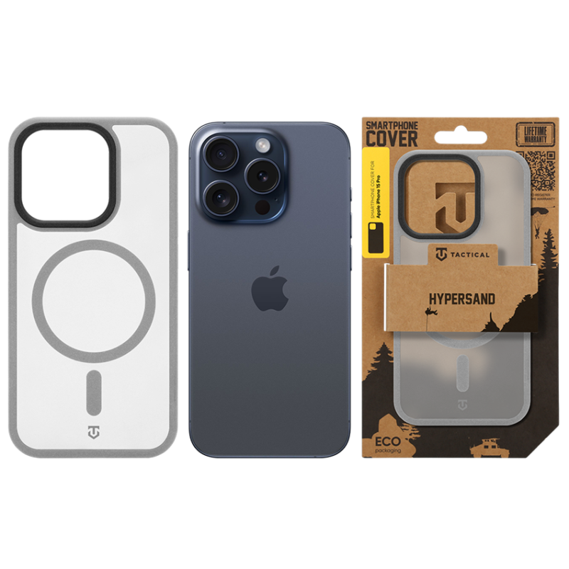 Tactical MagForce Hypersand tok az Apple iPhone 15 Pro-hoz, világosszürke