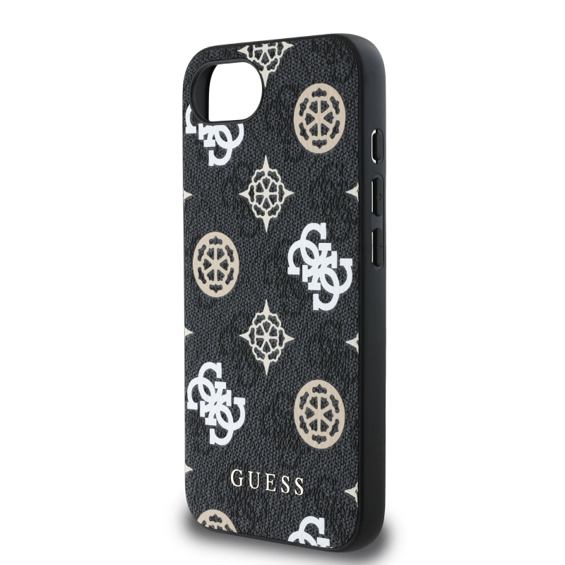 Guess PU 4G Peony MagSafe hátlap iPhone 16e/17e fekete iPhone 16e/17e számára