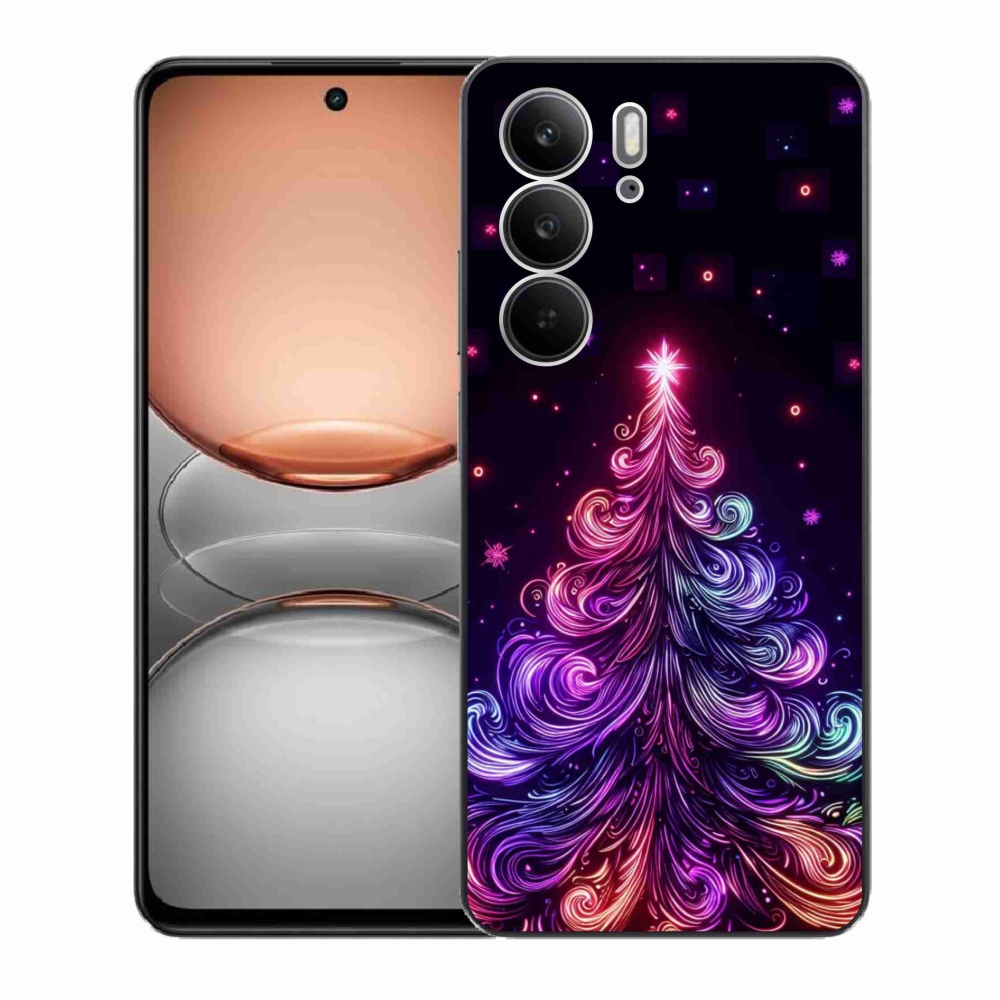 Gél borítás mmCase a Realme C75 készülékhez - neon karácsonyfa 1