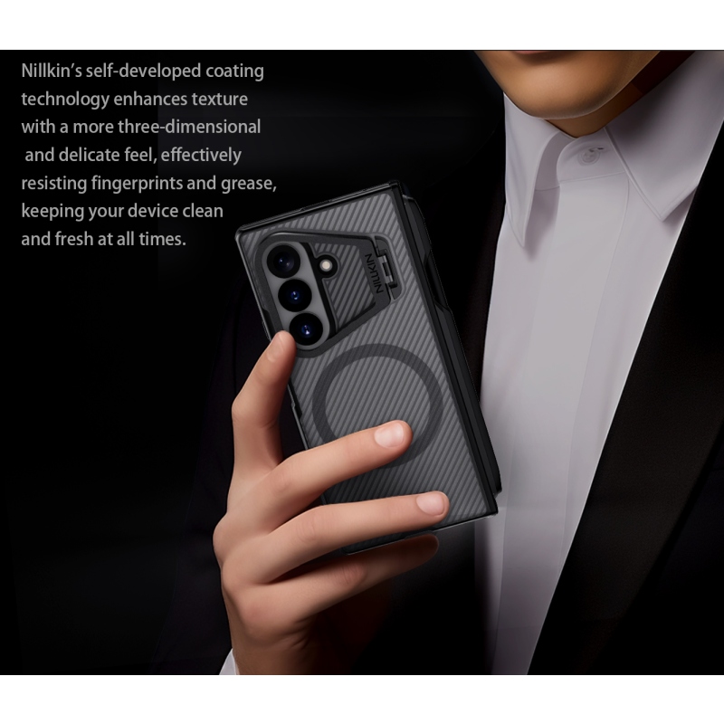 Nillkin CamShield Prop mágneses tolltartóval (átlátszó lencse) hátsó tok a Samsung Galaxy Z Fold 8 Ultra készülékhez, átlátszó fekete