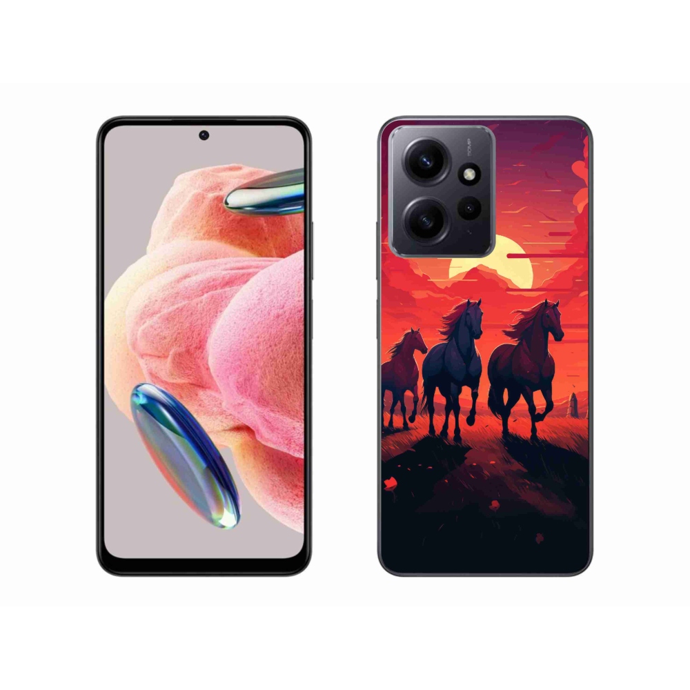 Gél borító mmCase a Xiaomi Redmi Note 12 4G-hez - lovak és naplemente