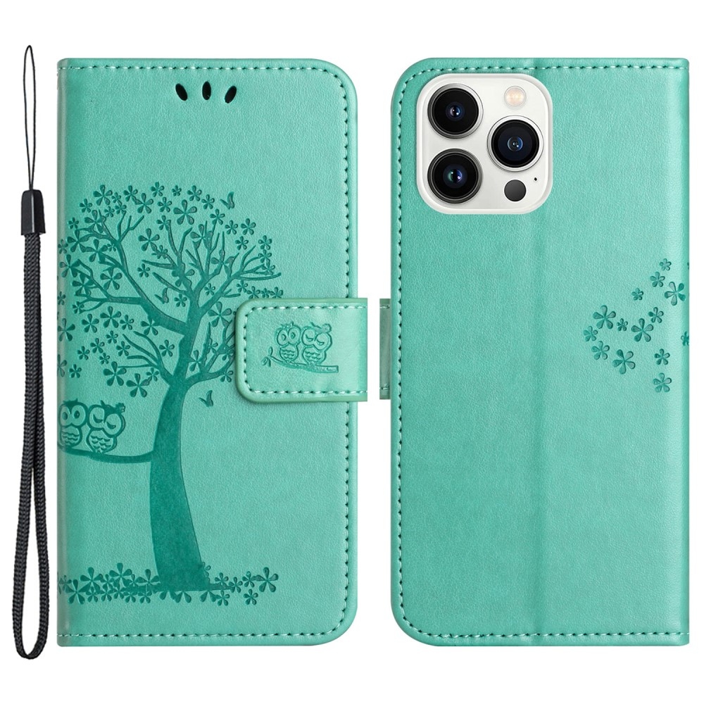 Fa könyvtáska iPhone 15 Pro Max készülékhez - teal színű