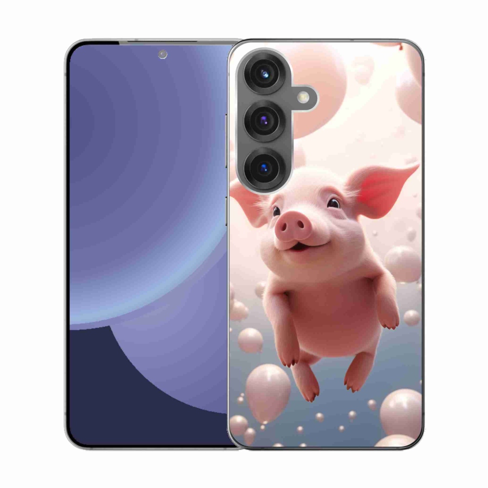 Gél borítás mmCase Samsung Galaxy S25 készülékhez - malacka lufikkal