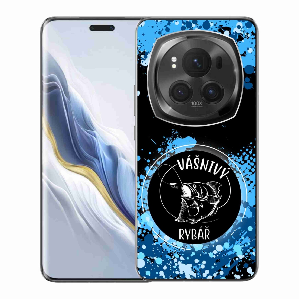 Gél borító mmCase a Honor Magic 6 Pro 5G számára - szenvedélyes halász fekete háttérrel