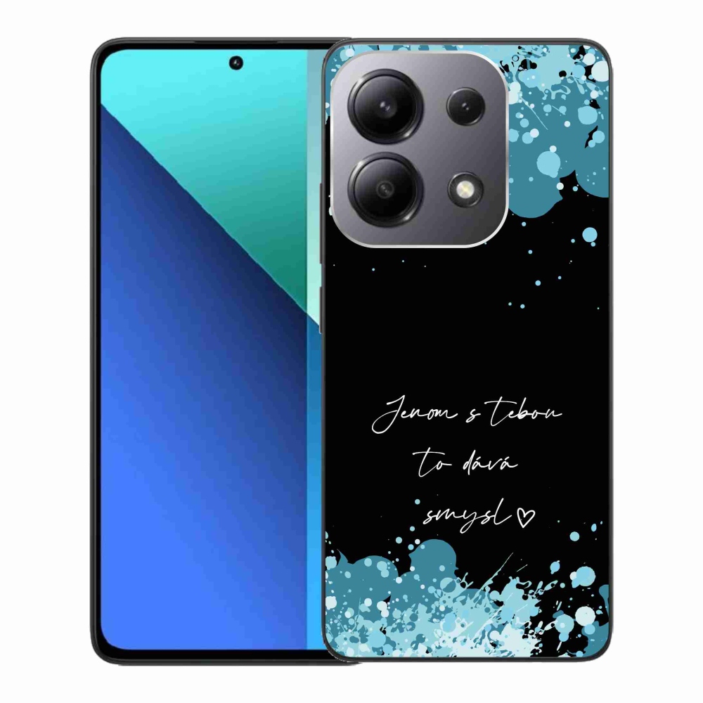 Gél borító mmCase a Xiaomi Redmi Note 13-hoz - szerelmes szöveg fekete háttérrel