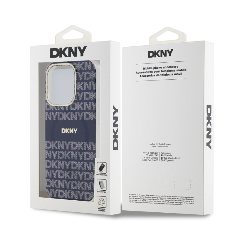 DKNY PC/TPU ismétlődő mintás tonális csíkos Magsafe hátlap iPhone 13 Pro kékhez