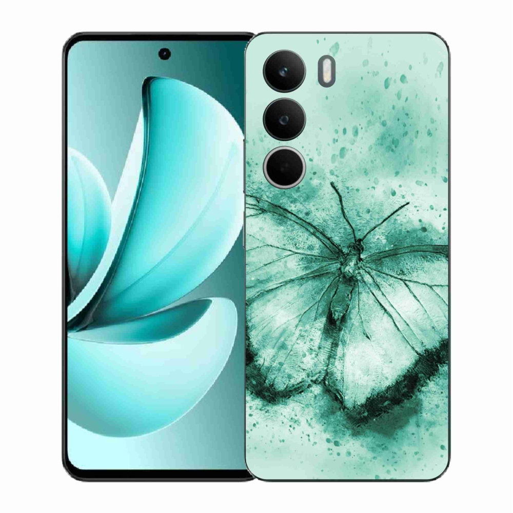 Zselés borítás mmCase a Realme C71 készülékhez - zöld pillangó