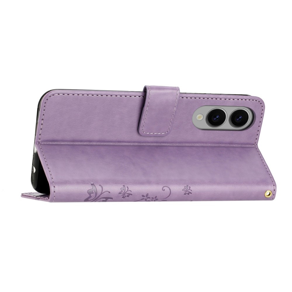 Virágok könyv tok Samsung Galaxy S25 Edge készülékhez - világos lila