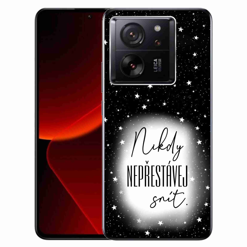 Gél borítás mmCase a Xiaomi 13T/13T Pro készülékhez - idézet 1 fehér és fekete háttérrel