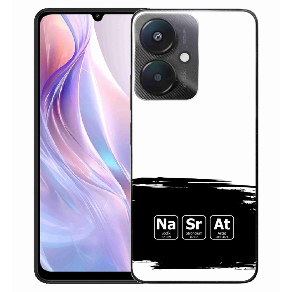 Gél borító mmCase a Xiaomi Redmi 13C 5G - kémiai elemek fekete és fehér háttérrel