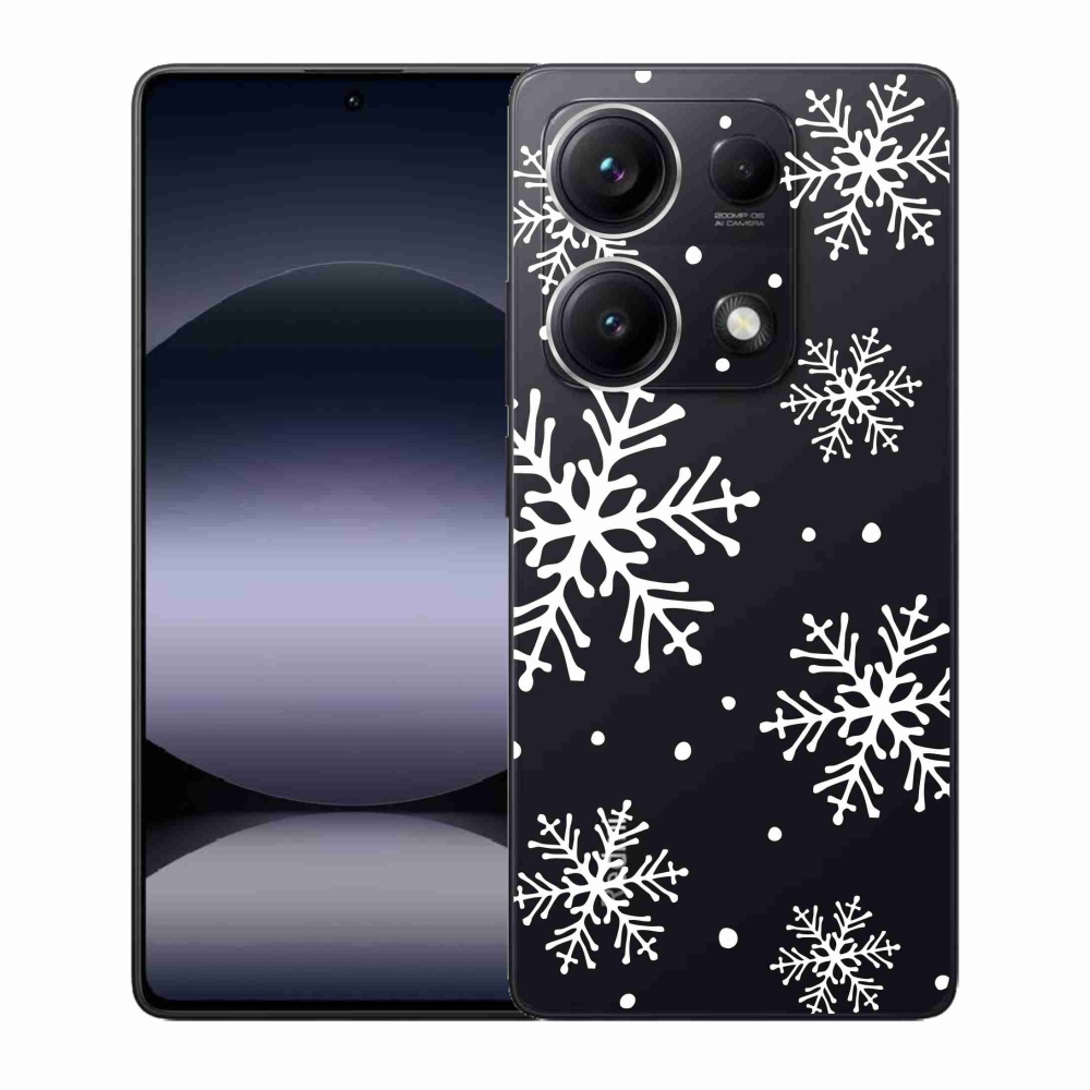 Gél borítás mmCase a Xiaomi Redmi Note 14S-hez - fehér pelyhek átlátszó háttéren