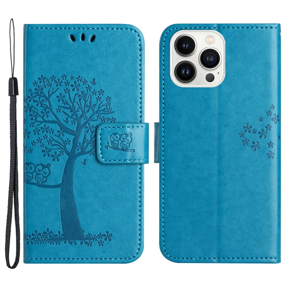 Fás könyv tok iPhone 15 Pro Max készülékhez - kék