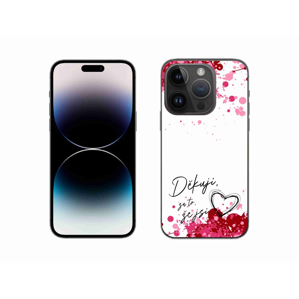 Gél borító mmCase iPhone 14 Pro 6.1 készülékhez - szerelmes szöveg 2 fehér háttér