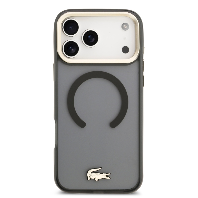 Lacoste PC/TPU Frosted Finish Gold Logo MagSafe hátlap iPhone 17 Pro Max-hoz fekete