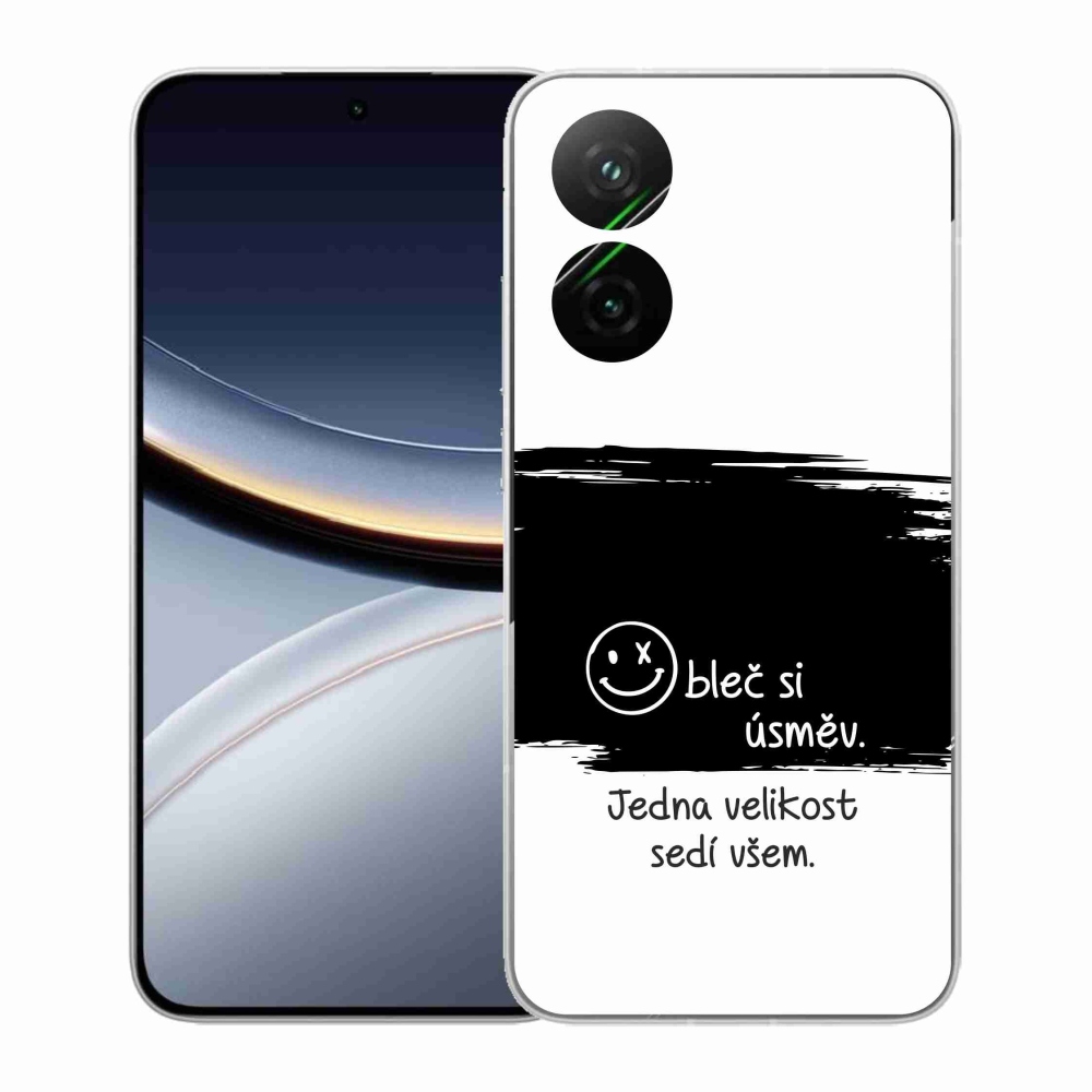 Gél borító mmCase a Xiaomi Poco F7 5G-hez - vicces szöveg 8 fekete és fehér háttérrel