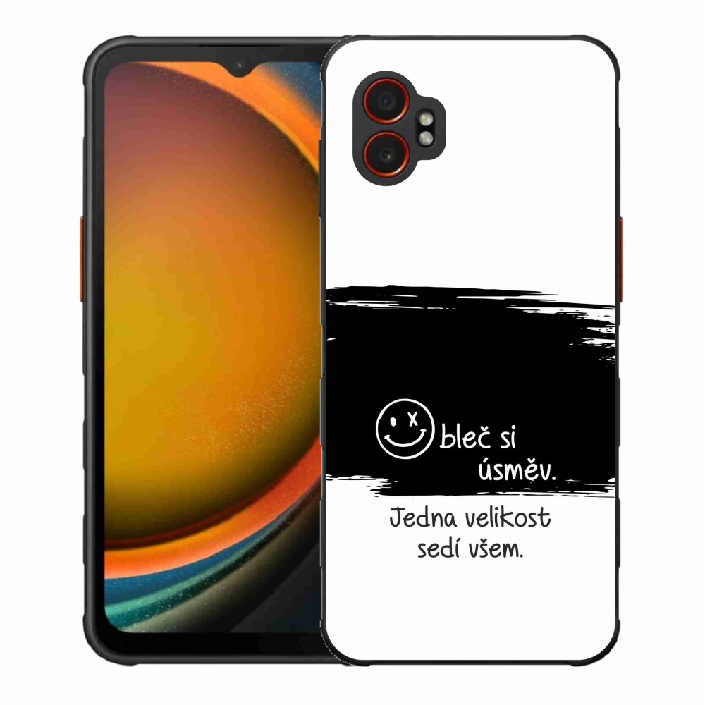 Gél borító mmCase Samsung Galaxy Xcover 7 Pro - vicces szöveg 8 fekete-fehér háttérrel