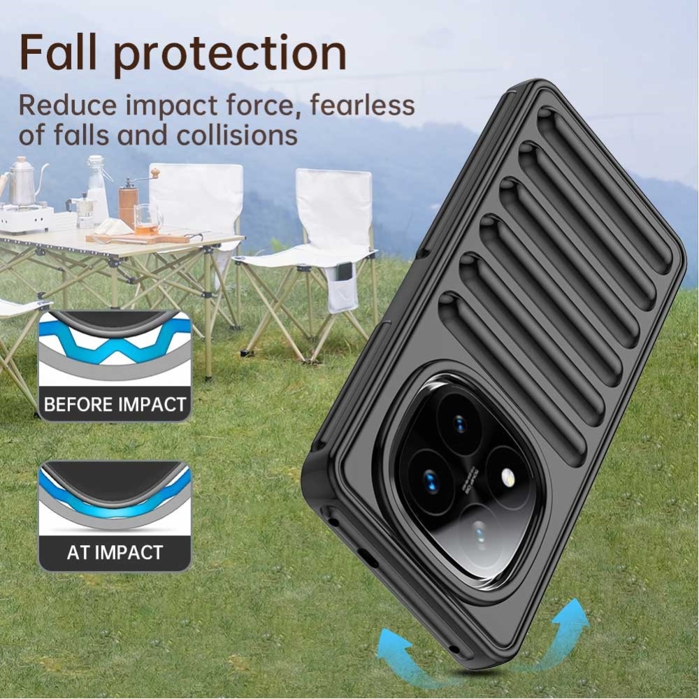 Csíkos tartós borító Xiaomi Redmi Note 14 Pro+ 5G - fekete