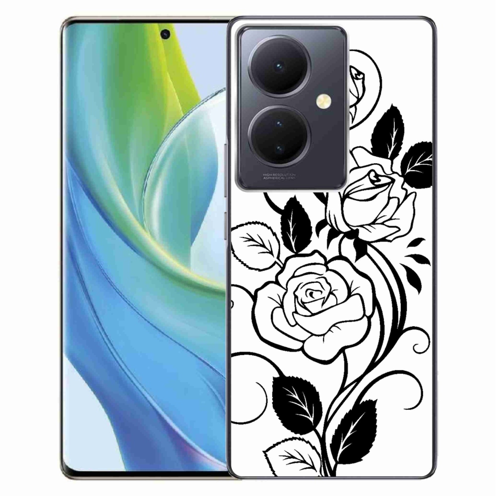 Gél borítás mmCase a Vivo V29 Lite 5G-n - fekete és fehér rózsa