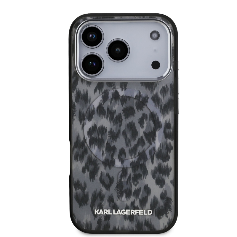 Karl Lagerfeld IML Leopard MagSafe hátlap iPhone 17 Próhoz, szürke