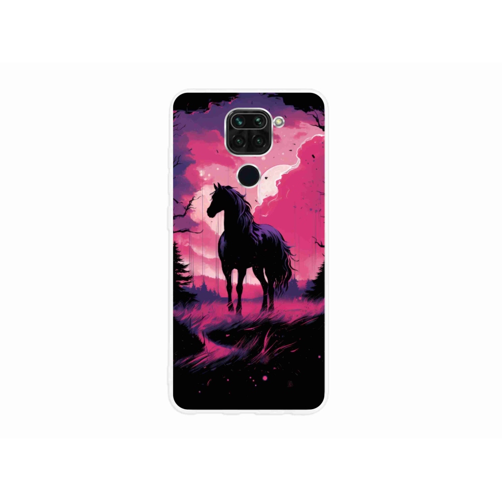 Gél borítás mmCase a Xiaomi Redmi Note 9-hez - fekete rajzfilm ló 1