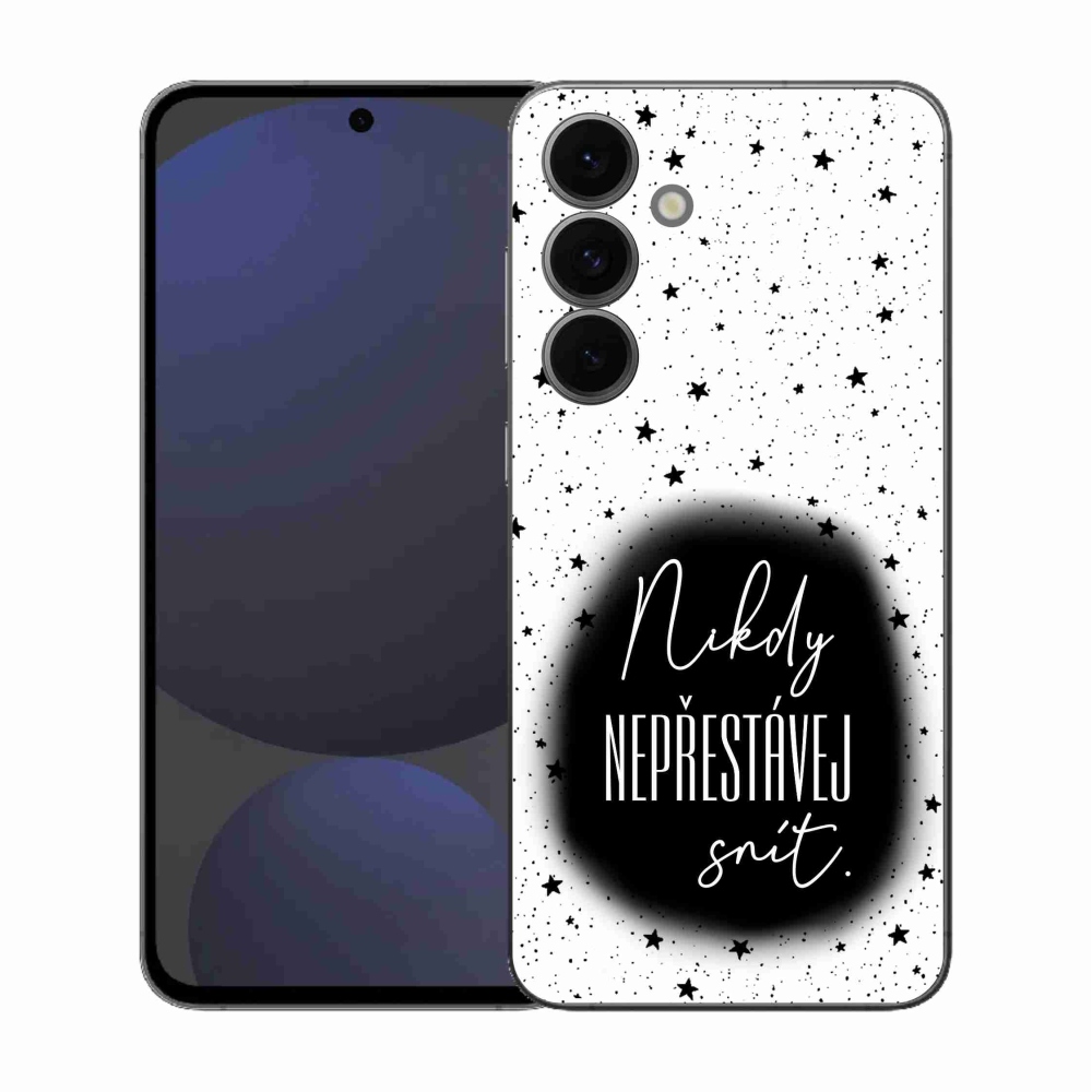 Gél borítás mmCase Samsung Galaxy S25 FE - idézet 1 fekete és fehér háttérrel