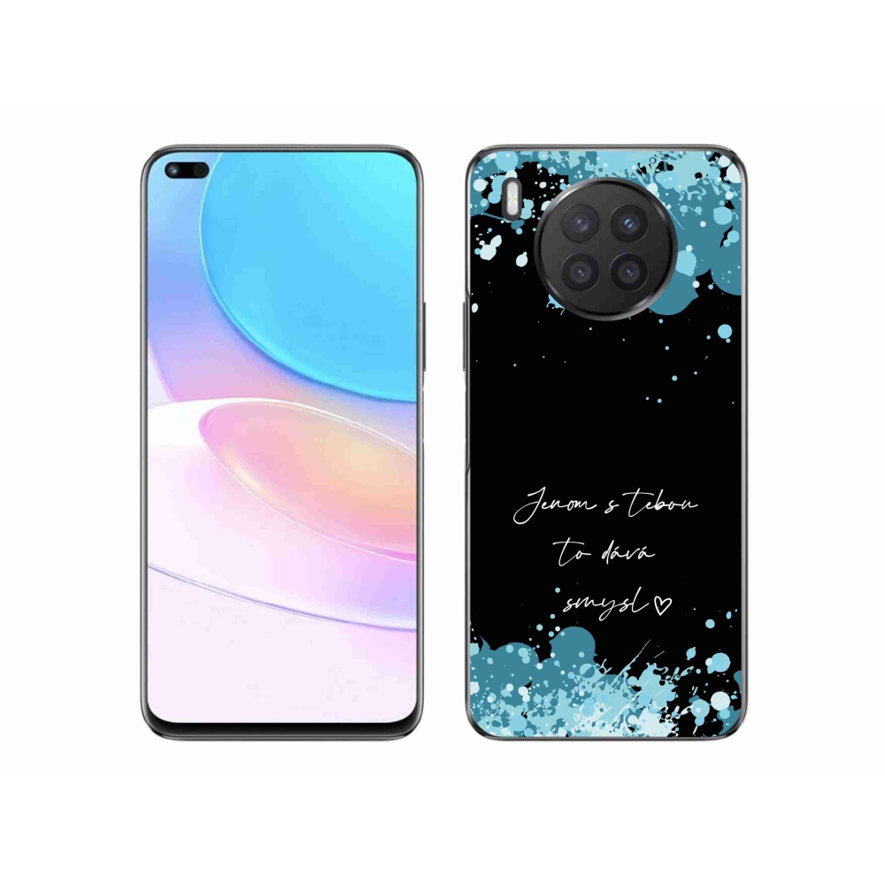 Gél borító mmCase a Huawei Nova 8i - szöveg szerelemben fekete háttérrel