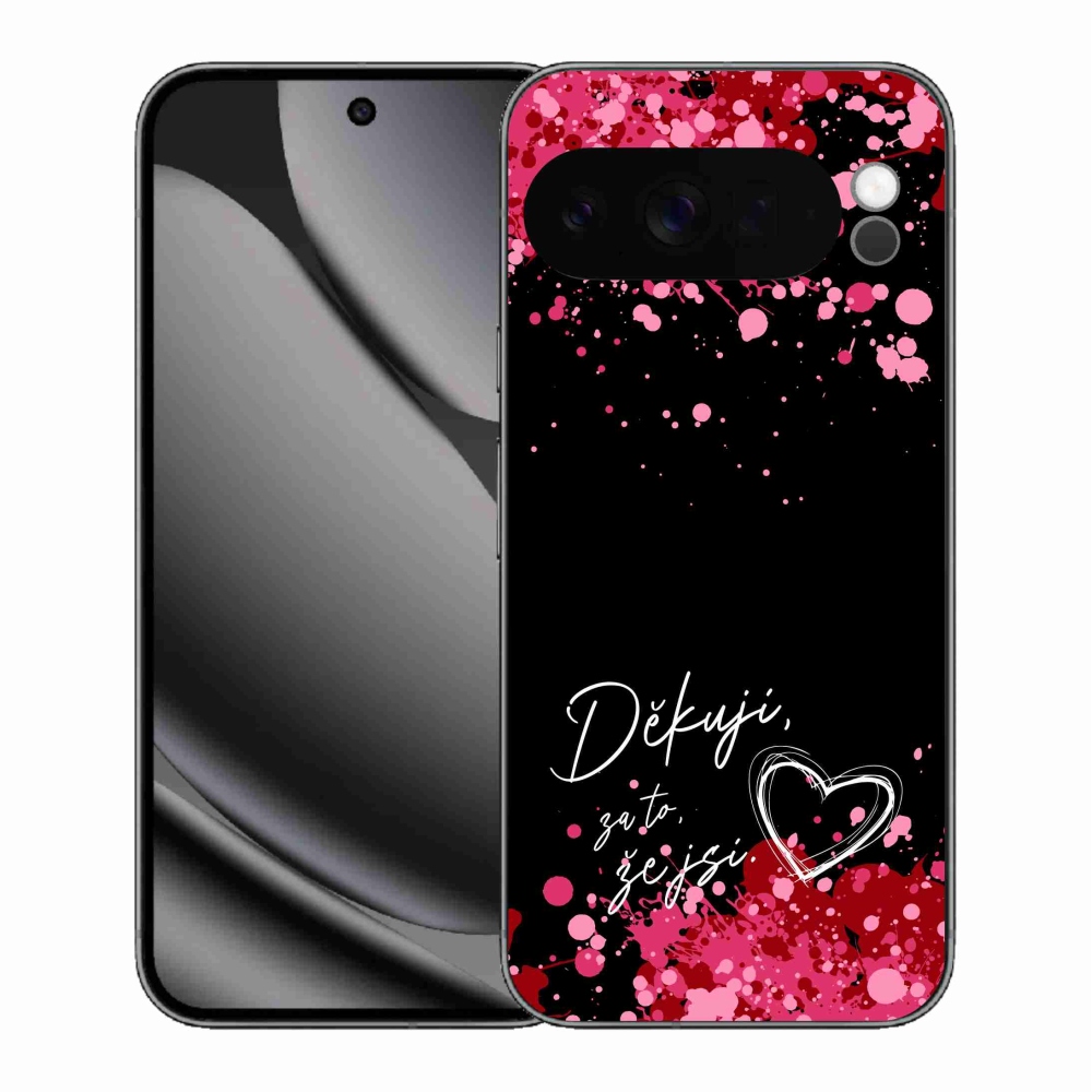 Gél borítás mmCase a Google Pixel 10 Pro XL-hez - text in love 2 fekete háttérrel