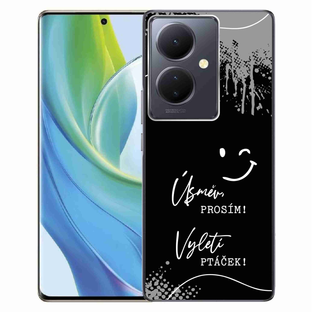 Gél borító mmCase a Vivo V29 Lite 5G-hez - vicces szöveg 4 fekete háttérrel