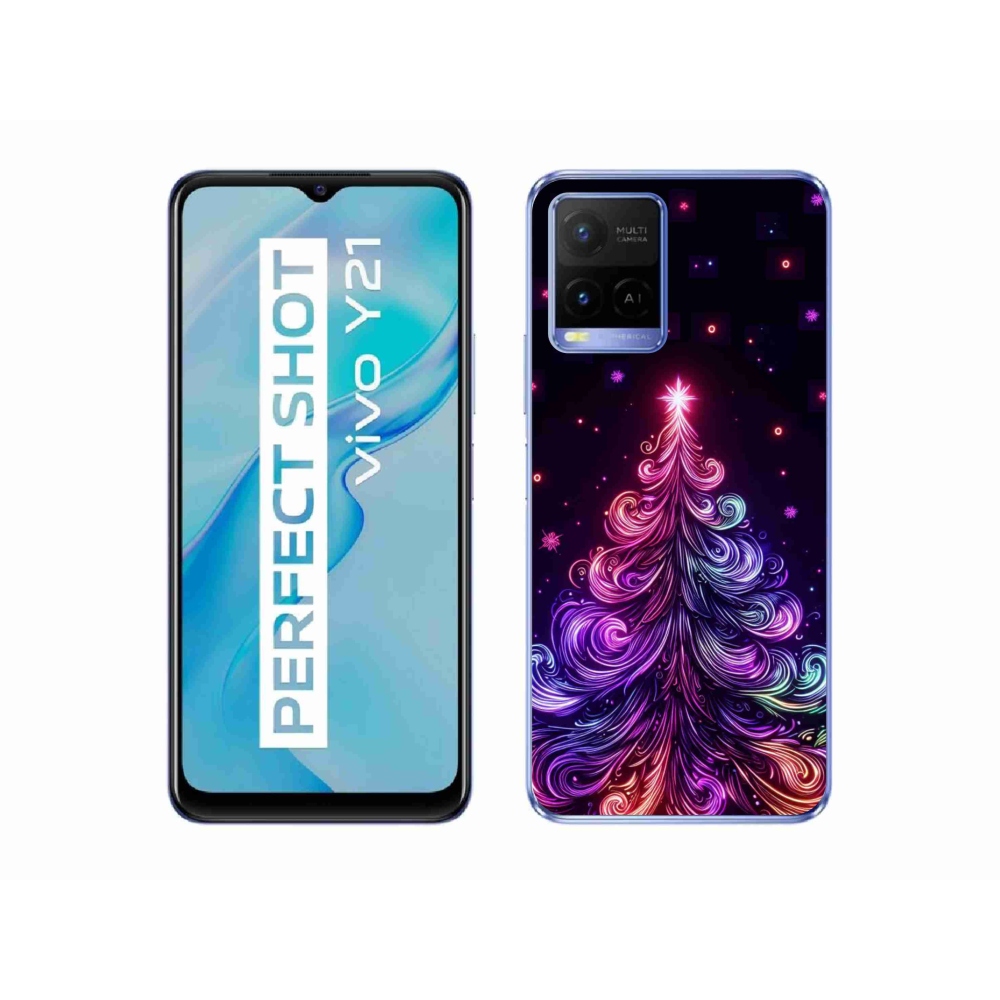 Gél borítás mmCase a Vivo Y21/Y21s/Y33s készülékhez - neon karácsonyfa 1